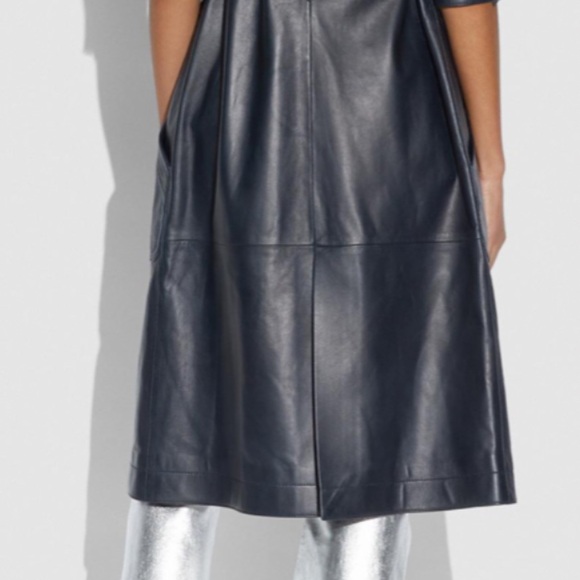 COACH 1941 MADE IN ITALY 🇮🇹 LAMB LEATHER SPORTY TRENCH COAT NAVY BLUE SIZE US 4 - Picture 8 of 16